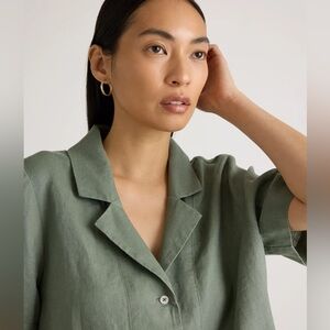 100% European Linen Short Sleeve Shirt Light Cargo size Small